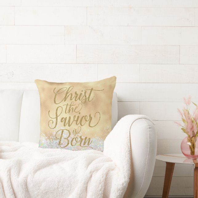 Christ the Saviour is Born Christmas Throw Pillow (Couch)