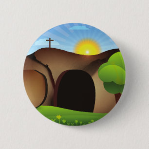christ tomb 2 inch round button