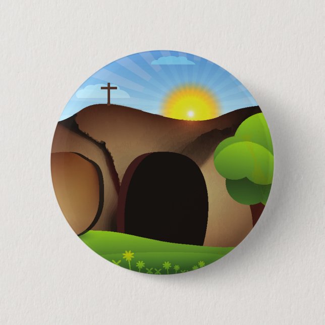 christ tomb 2 inch round button (Front)