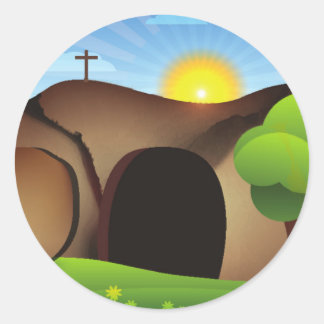 christ tomb classic round sticker