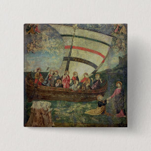 Christ walking on the water, after the 'Navicella' 2 Inch Square Button