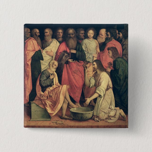 Christ Washing the Disciples' Feet 2 Inch Square Button (Front)
