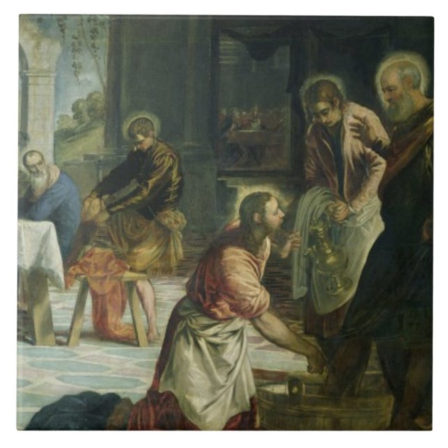 Christ Washing the Disciples' Feet, c.1547 Tile (Front)