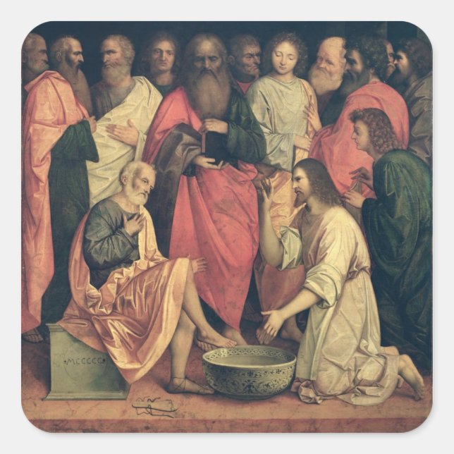 Christ Washing the Disciples' Feet Square Sticker (Front)