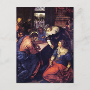 Christ with Mary and Martha by Tintoretto Postcard