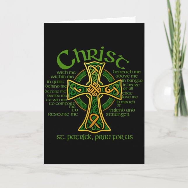 Christ With Me Celtic Cross St. Patrick Breastplat Card (Front)