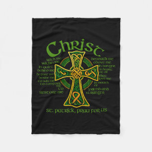Christ With Me Celtic Cross St. Patrick Breastplat Fleece Blanket