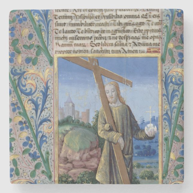 Christ with the Cross and the orb Stone Coaster (Front)