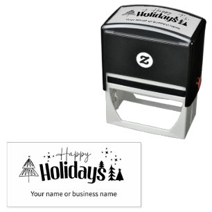 Christamas tree holiday business or family self-inking stamp