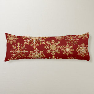 Christams Gold and Red Snowflake  Body Pillow