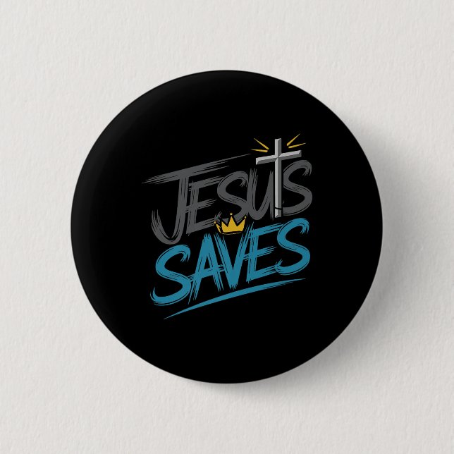 Christan Jesus Saves Premium  2 Inch Round Button (Front)