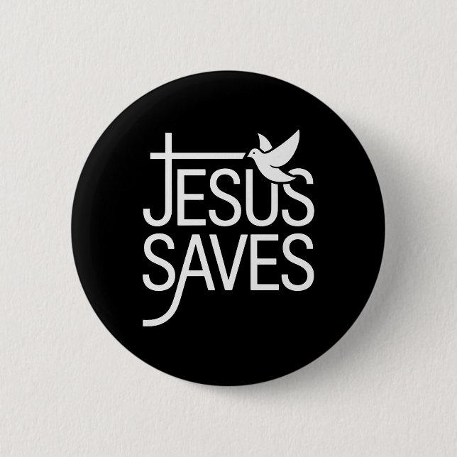 Christan Jesus Saves Premium  2 Inch Round Button (Front)