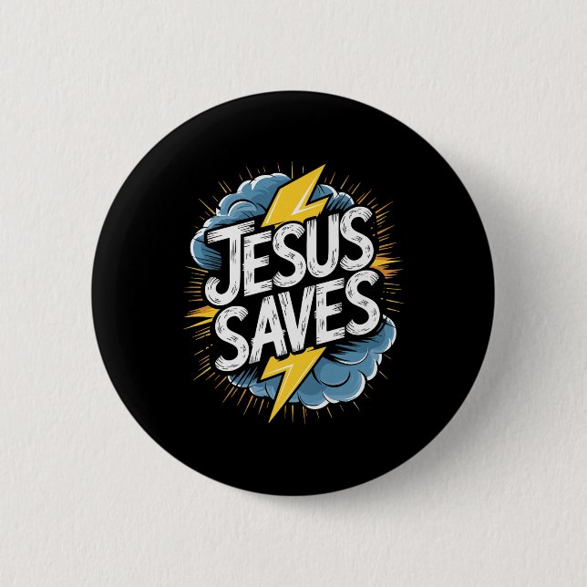 Christan Jesus Saves Premium  2 Inch Round Button (Front)