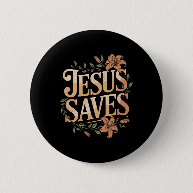 Christan Jesus Saves Premium  2 Inch Round Button (Front)