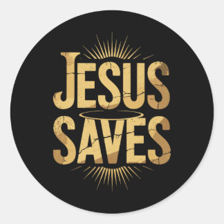 Christan Jesus Saves Premium  Classic Round Sticker