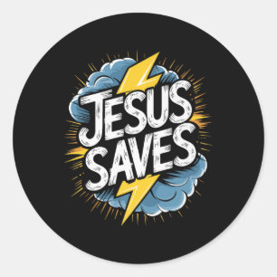 Christan Jesus Saves Premium Classic Round Sticker