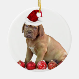 Christas Dogue de Bordeaux puppy Ceramic Ornament