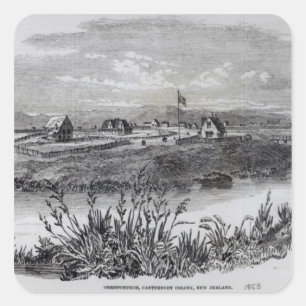 Christchurch, Canterbury Colony, New Zealand Square Sticker