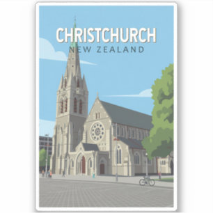 Christchurch New Zealand Illustration Travel Art