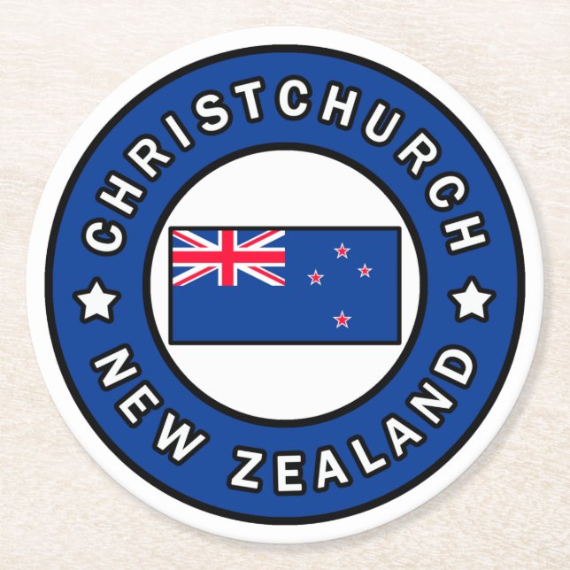 Christchurch New Zealand Round Paper Coaster (Front)