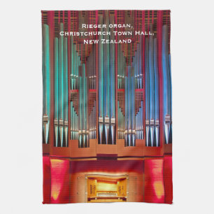 Christchurch organ tea towel with text