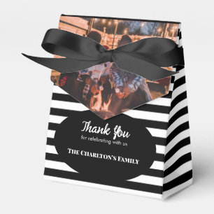 Christening 1 Section Custom Photo Stripes Favor Box