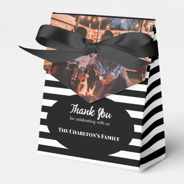 Christening 1 Section Custom Photo Stripes Favor Box (Front Side)