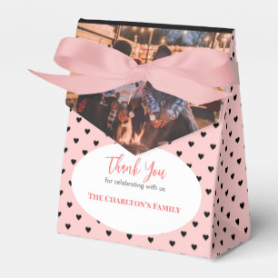 Christening 1 Section Photo Salmon Pink Hearts Favor Box