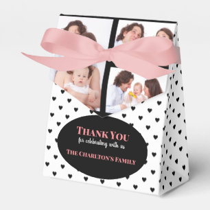Christening 3 Sections Custom Photo Hearts Favor Box