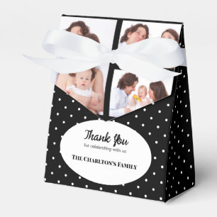 Christening 3 Sections Custom Photo Polka Dots Favor Box