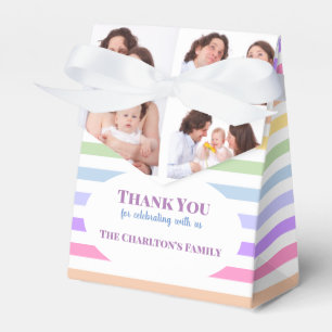 Christening 3 Sections Custom Photo Rainbow Favor Box