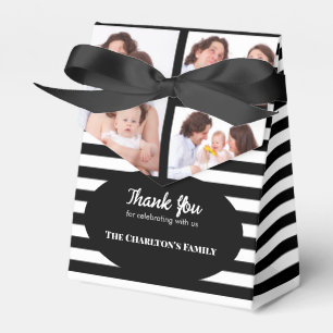 Christening 3 Sections Custom Photo Stripes Favor Box