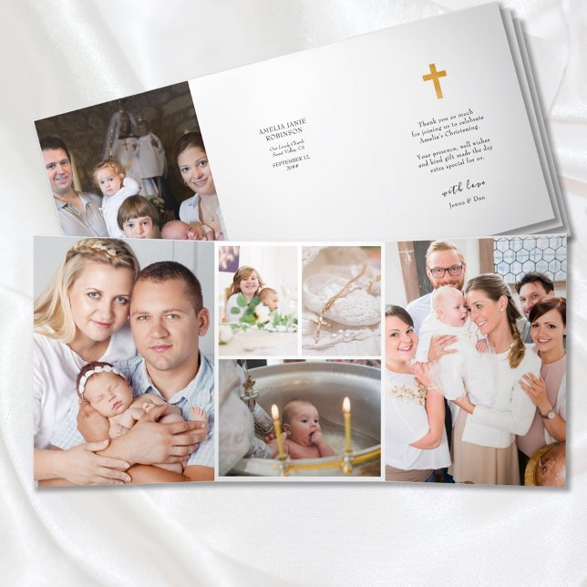 Christening 6 Photo Thank You Tri-Fold Card (Creator Uploaded)