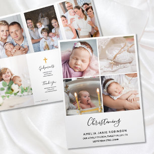 Christening 8 Photo Thank You Keepsake Tri-Fold Card