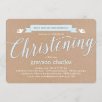 Christening Banner Baptism Invitation - Blue