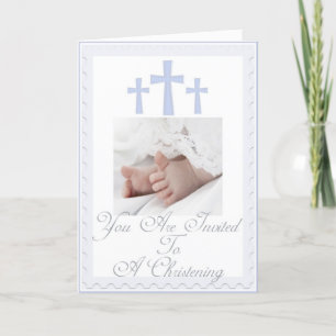 Christening/Baptême Invitation pour bébé garçon
