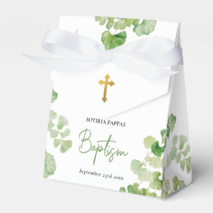 Christening Baptism Boy Girl Watercolor Greenery Favor Box