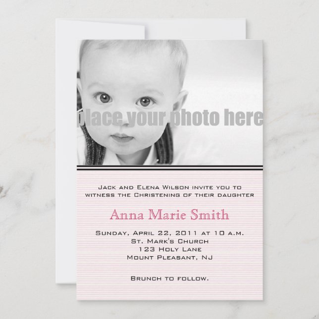 Christening/Baptism/Dedication Photo Invitation (Front)