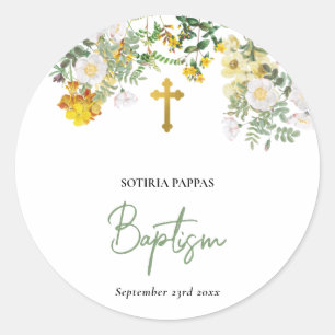 Christening Baptism Favor Boy Girl Classic Round Sticker