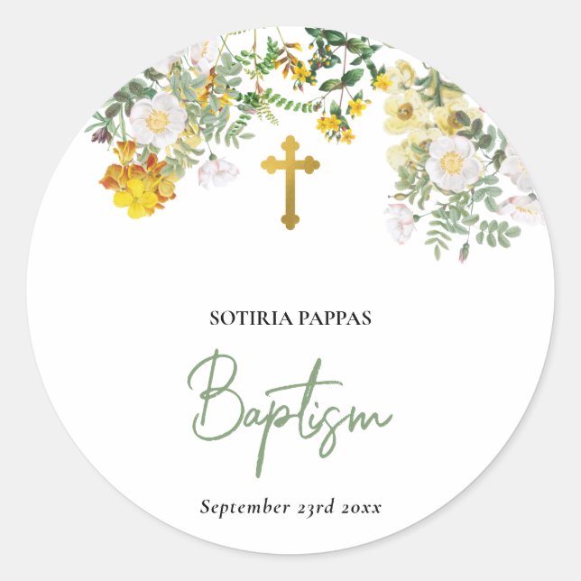 Christening Baptism Favour Boy Girl Classic Round Sticker (Front)