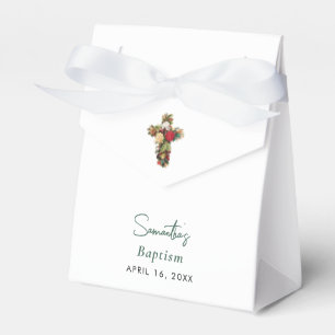Christening Baptism Floral Cross Boy Girl Favor Box