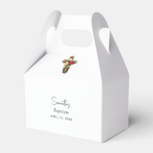 Christening Baptism Floral Cross Boy Girl Favor Box