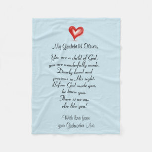 Christening / Baptism Gift For Godchild, Custom  Fleece Blanket