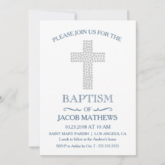 Christening, Baptism Invitation - Baby Boy Invite