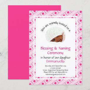 Christening   BLESSING NAMING   Pink   Photo Invitation
