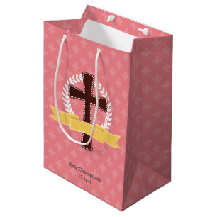 Christening * choose background colour medium gift bag