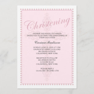 Christening Cross Pink Invitation