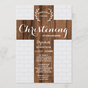 Christening Invitation, Cross, Baptism Dedication Invitation