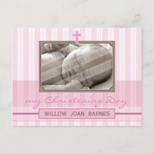 CHRISTENING INVITATION :: stylish stripe 3 Postcard