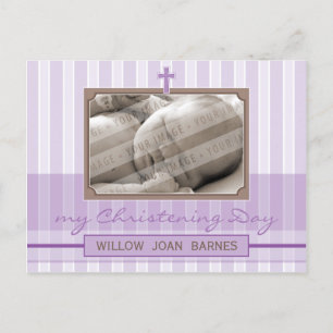 CHRISTENING INVITATION :: stylish stripe 4 Postcard